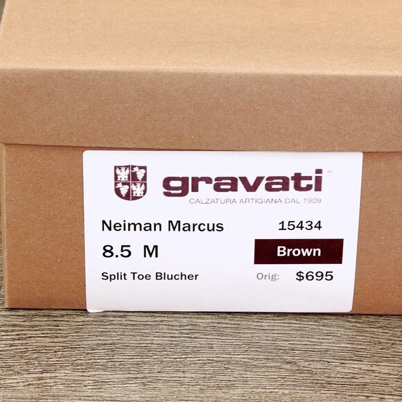 $695 Neiman Marcus GRAVATI Blucher 8.5 M Brown 15434 * add $15 new Cedar Trees main image 5